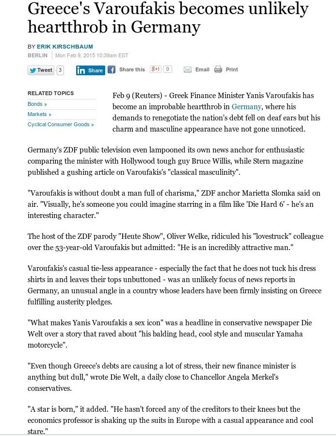 Πάθος στη Γερμανία με Βαρουφάκη -Πρότυπο του σεξ, με αρρενωπότητα σαν αρχαίο ελληνικό άγαλμα [εικόνα] | iefimerida.gr 0