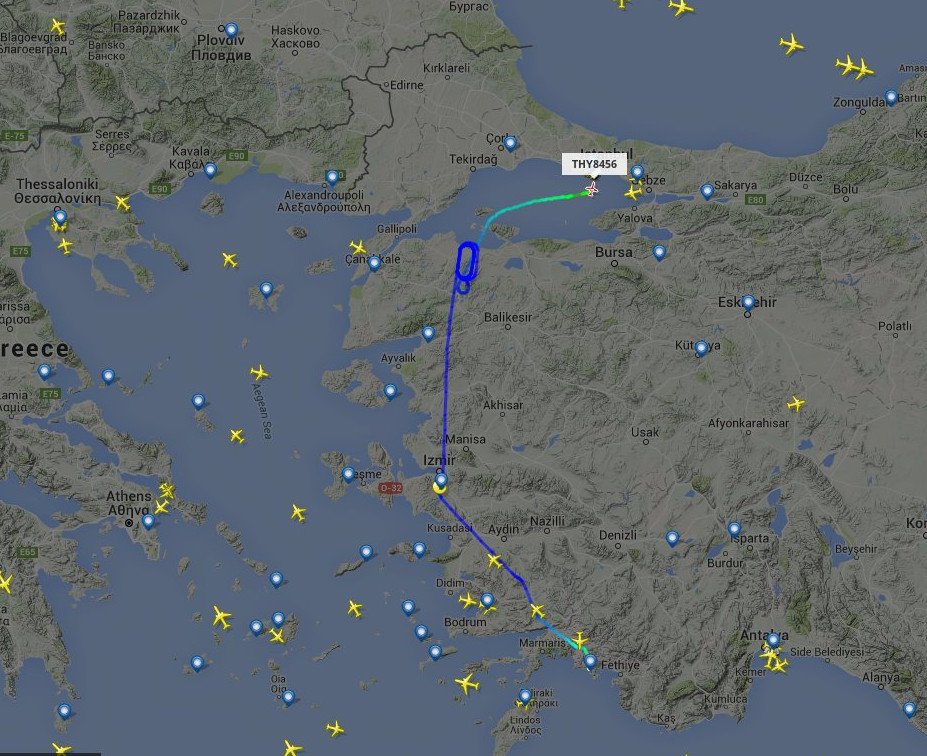 Ολη η πορεία του αεροσκάφους του Ερντογάν – Από το Νταλαμάν στην Κωνσταντινούπολη [εικόνες] | iefimerida.gr 0