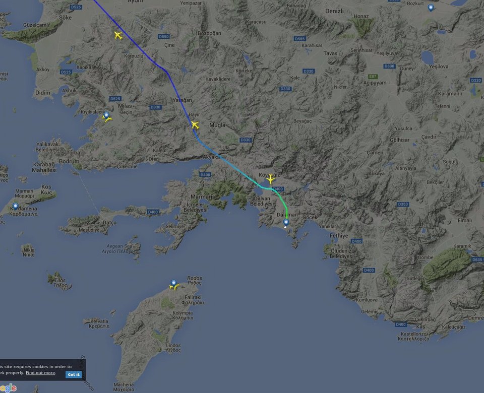 Ολη η πορεία του αεροσκάφους του Ερντογάν – Από το Νταλαμάν στην Κωνσταντινούπολη [εικόνες] | iefimerida.gr 1