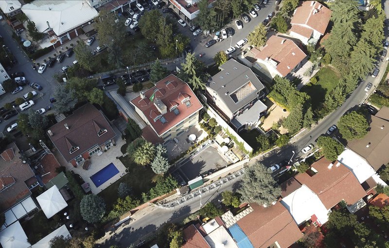 Άποψη από αέρος του προξενείου της Σαουδικής Αραβίας στην Κωνσταντινούπολη (Φωτογραφία: ΑΡ)
