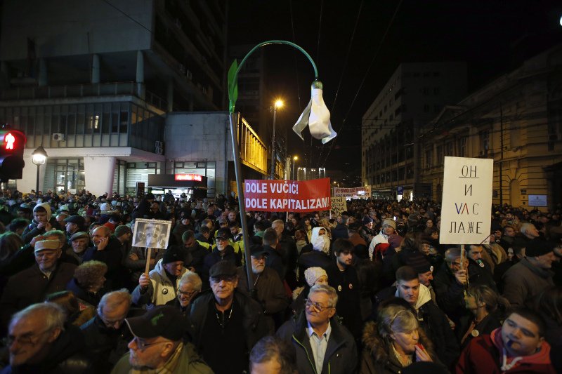 Ηταν η δέκατη συναπτή εβδομαδιαία κινητοποίηση εναντίον του προέδρου Αλεξάνταρ Βούτσιτς