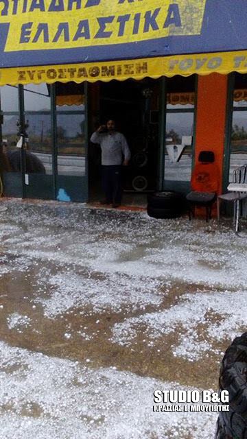 Ισχυρή χαλαζόπτωση στην Αργολίδα -Λευκοί οι δρόμοι, ζημιές στις καλλιέργειες [εικόνες & βίντεο] | iefimerida.gr 2