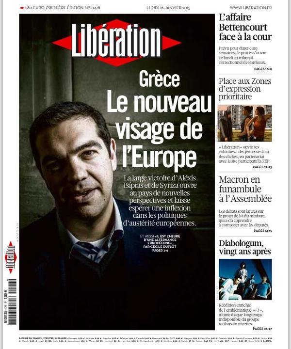 Πρωτοσέλιδο «Liberation» με Τσίπρα: «Ελλάδα: Το νέο πρόσωπο της Ευρώπης» [εικόνα] | iefimerida.gr 0