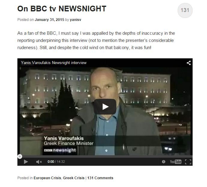 Βαρουφάκης: Είχε πλάκα η συνέντευξή μου στο BBC, παρά τον κρύο αέρα | iefimerida.gr 0
