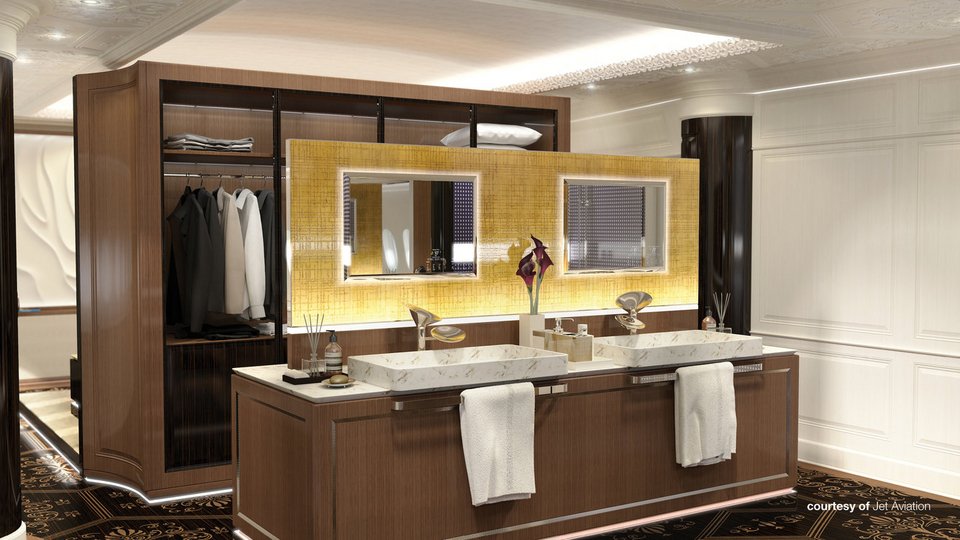 To υπερπολυτελές μπάνιο κόβει την ανάσα (Φωτογραφία: Jet Aviation)