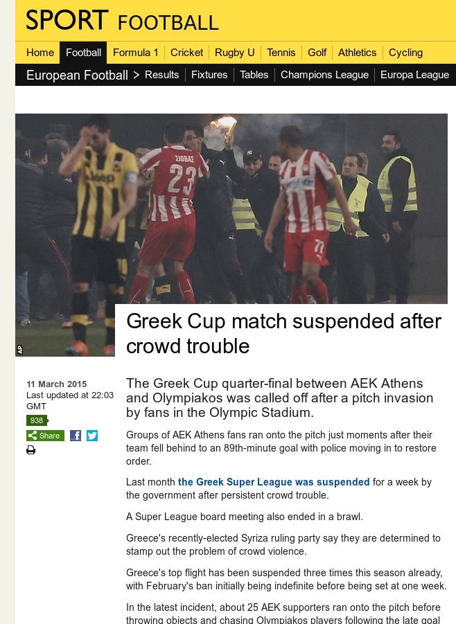 Πρώτο θέμα στα διεθνή ΜΜΕ τα επεισόδια στο ΑΕΚ-Ολυμπιακός: Αναφορές και στους πανηγυρισμούς του Περέιρα [εικόνες] | iefimerida.gr 3