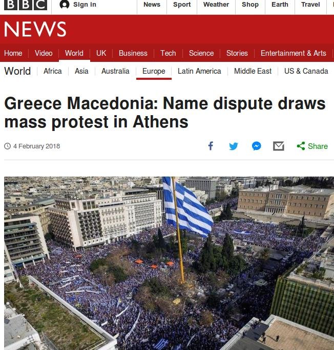 Τι γράφουν τα διεθνή ΜΜΕ για το ογκώδες συλλαλητήριο στην Αθήνα για το όνομα «Μακεδονία» | iefimerida.gr 0
