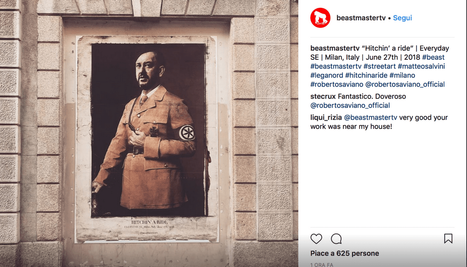 Ο Ματέο Σαλβίνι φιγουράρει ως νέος Χίτλερ σε κεντρικό δρόμο του Μιλάνου [εικόνα] | iefimerida.gr 1