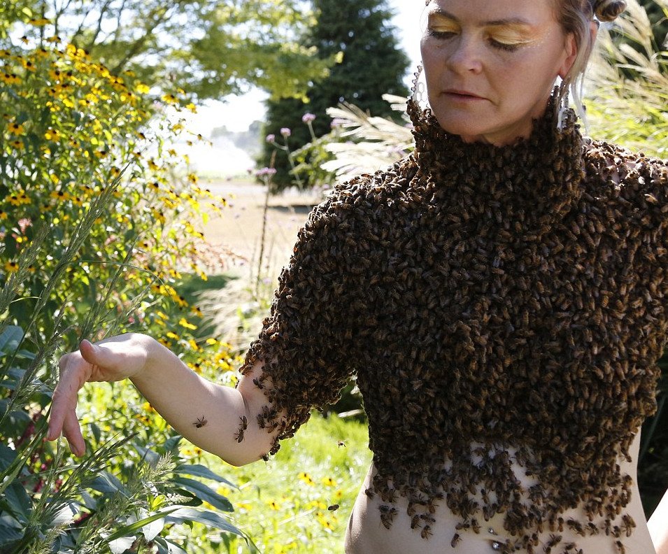 Η πιο ανατριχιαστική «μπλούζα» -Βάζει 12.000 μέλισσες πάνω στο γυμνό κορμί της και χορεύει [εικόνες & βίντεο] | iefimerida.gr 0
