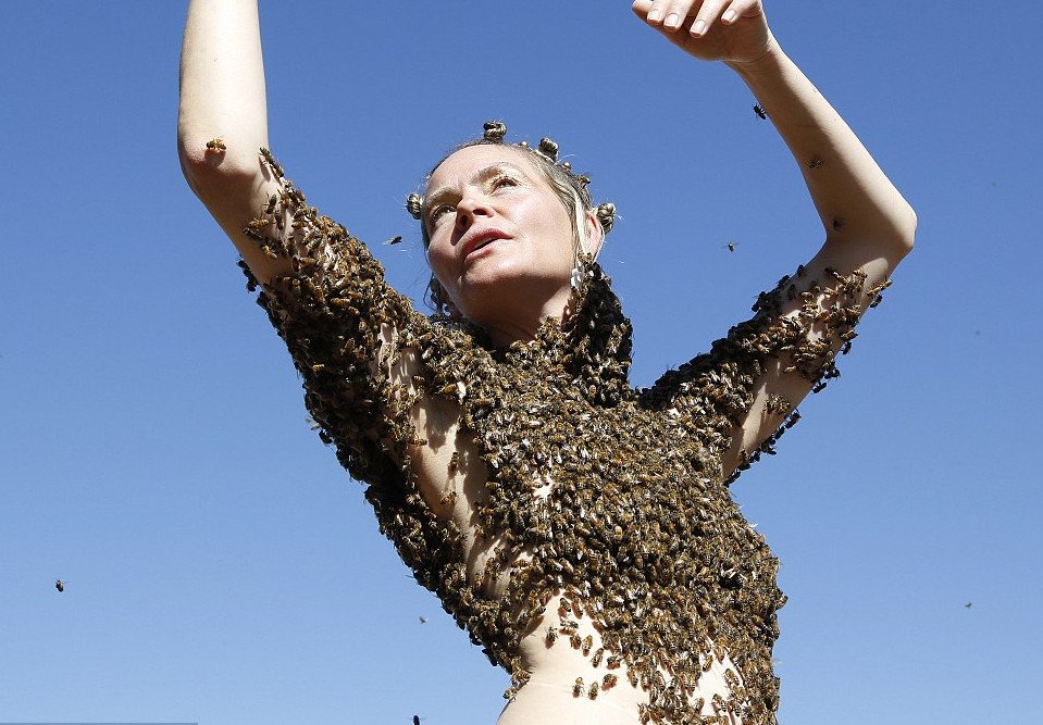 Η πιο ανατριχιαστική «μπλούζα» -Βάζει 12.000 μέλισσες πάνω στο γυμνό κορμί της και χορεύει [εικόνες & βίντεο] | iefimerida.gr 4