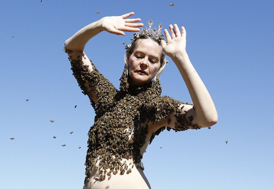 Η πιο ανατριχιαστική «μπλούζα» -Βάζει 12.000 μέλισσες πάνω στο γυμνό κορμί της και χορεύει [εικόνες & βίντεο] | iefimerida.gr 5