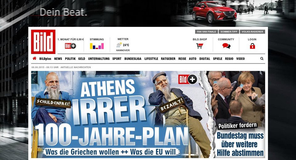 Νέα πρόκληση από την Bild: Το σκίτσο για το 100ετές «τρελό» πρόγραμμα των Ελλήνων | iefimerida.gr 1