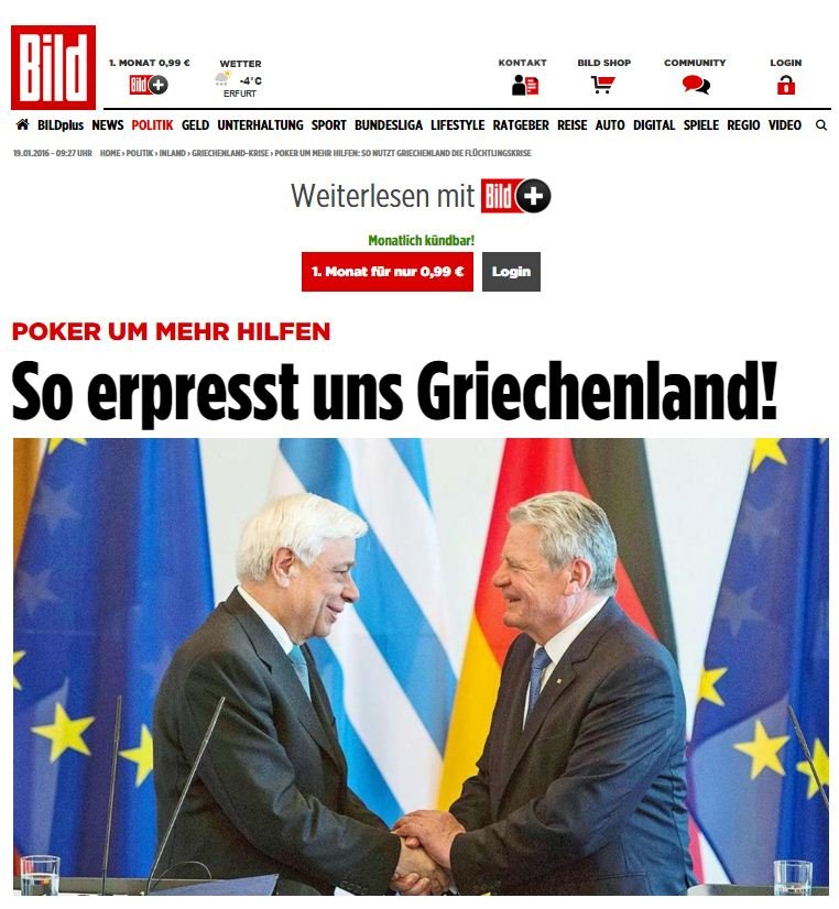 Bild: Ο Τσίπρας έστειλε τον Παυλόπουλο στη Γερμανία για επαιτεία και εκβιασμό [εικόνα] | iefimerida.gr 0