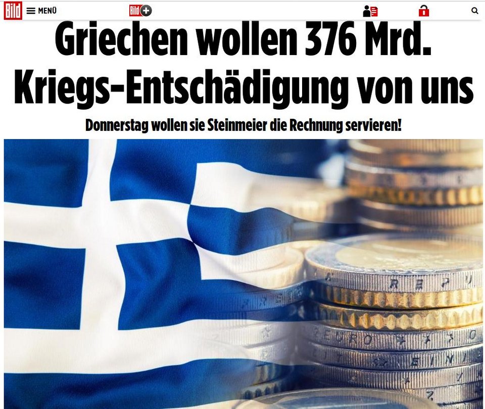 Bild: Οι Ελληνες θα σερβίρουν λογαριασμό 376 δισ. στον Σταϊνμάγερ, για πολεμικές αποζημιώσεις | iefimerida.gr 0