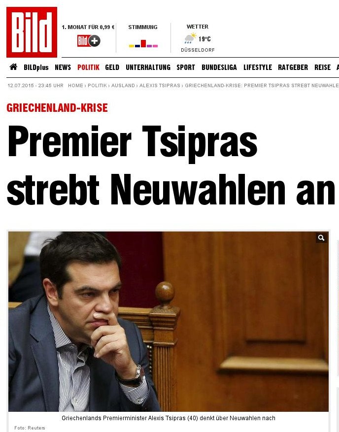 Bild: Κυβέρνηση εθνικής ενότητας τώρα, εκλογές το φθινόπωρο | iefimerida.gr 0