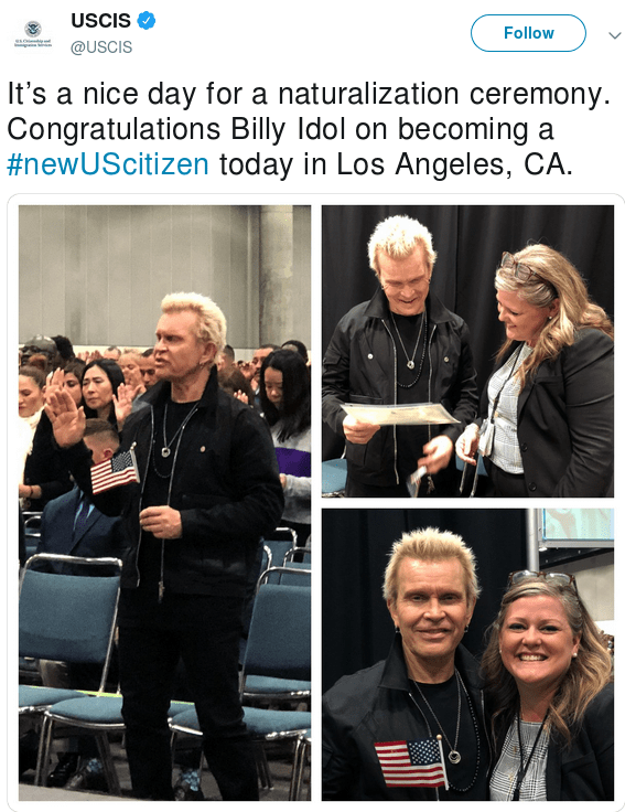 O Billy Idol έγινε Αμερικανός υπήκοος και ποζάρει με την αμερικανική σημαία [εικόνες] | iefimerida.gr 0