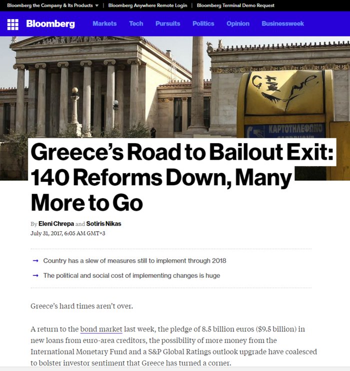 Bloomberg: Η Ελλάδα δεν έχει γυρίσει σελίδα -Οι δυσκολίες δεν έχουν τελειώσει | iefimerida.gr 0