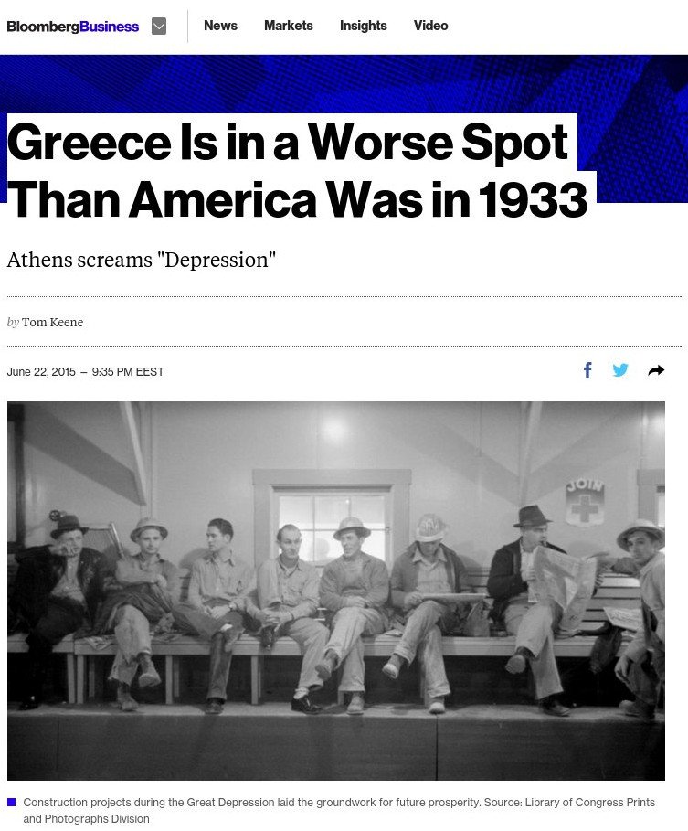 Bloomberg: Η Ελλάδα είναι σε χειρότερη θέση από ό,τι οι ΗΠΑ στη Μεγάλη Υφεση [γράφημα] | iefimerida.gr 1