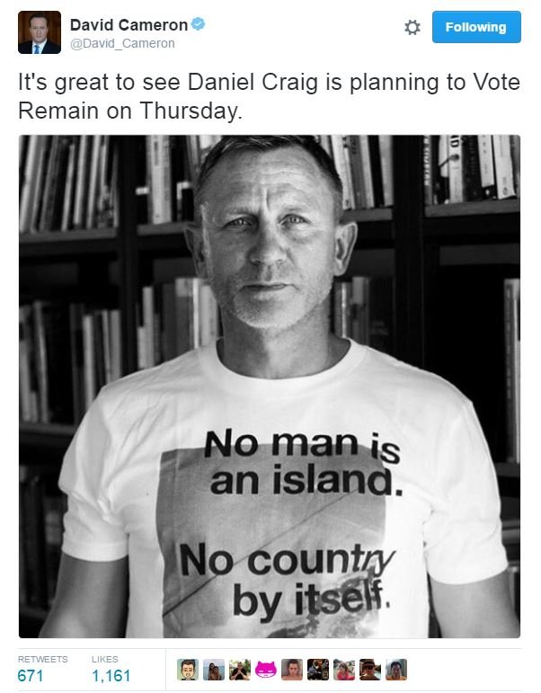 Ο Ντάνιελ Γκρεγκ με ένα t-shirt παίρνει θέση στο δημοψήφισμα για το Brexit [εικόνα] | iefimerida.gr 1