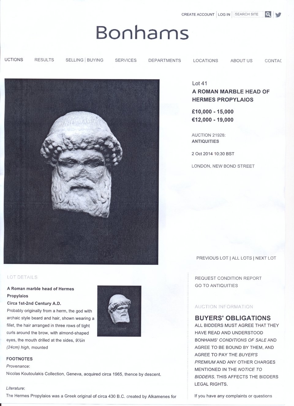 Σημαντική επιτυχία: Στο παραπέντε αποσύρθηκε υπέροχη αρχαία κεφαλή του Ερμή που επρόκειτο να δημοπρατηθεί αύριο στο Λονδίνο [εικόνα] | iefimerida.gr 0