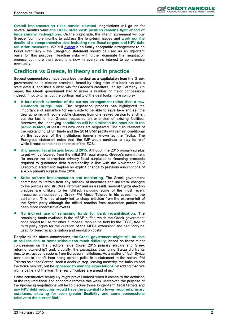 Credit Agricole: Η Ελλάδα έχει μπροστά της τέσσερις μήνες ελπίδας και ρίσκου που πρέπει να διαχειριστεί [εικόνες] | iefimerida.gr 1