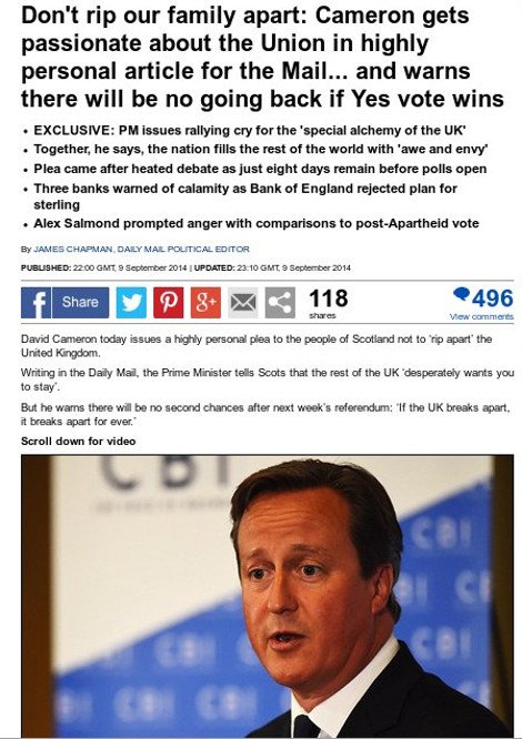 Εκκληση Κάμερον στους Σκοτσέζους: Μην κάνετε άλμα στο άγνωστο ψηφίζοντας «Ναι» [εικόνα] | iefimerida.gr 0