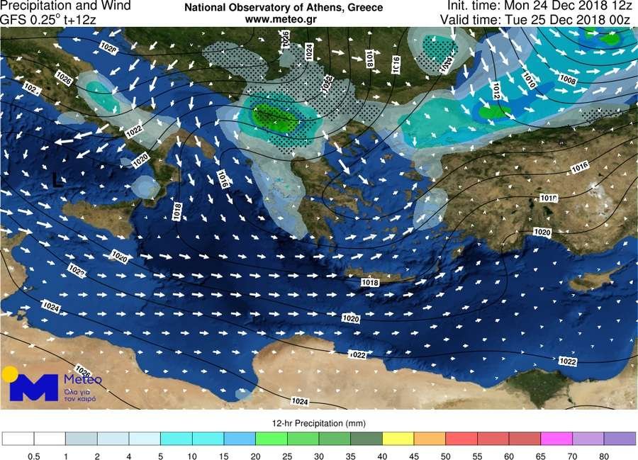 Tο ψυχρό μέτωπο και τα φαινόμενα που θα το συνοδεύουν στις 03:00 των Χριστουγέννω