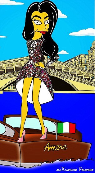 Κλούνεϊ - Αλαμουντίν: Εγιναν καρτούν και σαρώνουν τα social media ως άλλοι «Simpsons» [εικόνες] | iefimerida.gr 2