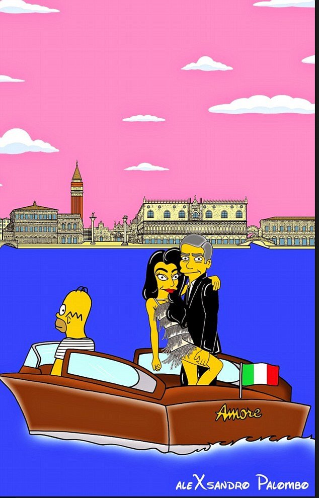 Κλούνεϊ - Αλαμουντίν: Εγιναν καρτούν και σαρώνουν τα social media ως άλλοι «Simpsons» [εικόνες] | iefimerida.gr 0