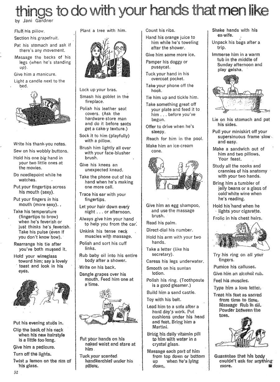Αντιφεμινιστικές συμβουλές από γυναικείο περιοδικό του 1970:  «Πράγματα που μπορείτε να κάνετε με τα χέρια σας, για να ευχαριστήσετε έναν άντρα» [εικόνα] | iefimerida.gr 0