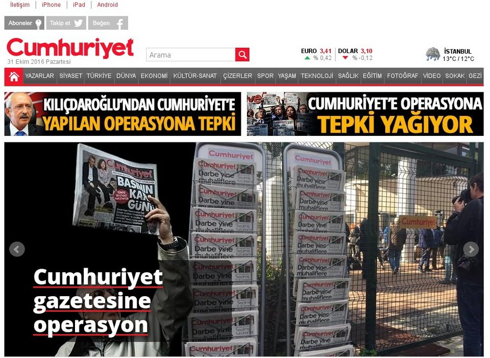 Τουρκία: 9 συλλήψεις δημοσιογράφων για στήριξη στον Γκιουλέν -Τι γράφει η  Cumhuriyet [εικόνες] | iefimerida.gr 0