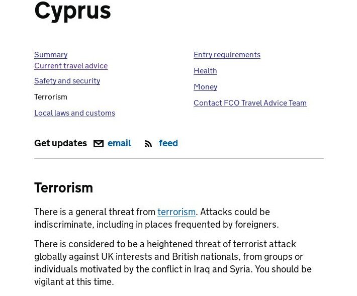 Ταξιδιωτική οδηγία Βρετανίας για την Κύπρο: Προσοχή σε τρομοκρατικές επιθέσεις [εικόνα] | iefimerida.gr 0