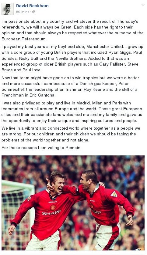 Παρέμβαση Μπέκαμ για το δημοψήφισμα -Αποκάλυψε τι θα ψηφίσει [εικόνα] | iefimerida.gr 0