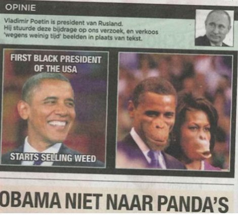 Σάλος αντιδράσεων με τη ρατσιστική εικόνα των Ομπάμα ως πιθήκων -Η αναδίπλωση της De Morgen [εικόνα] | iefimerida.gr 0