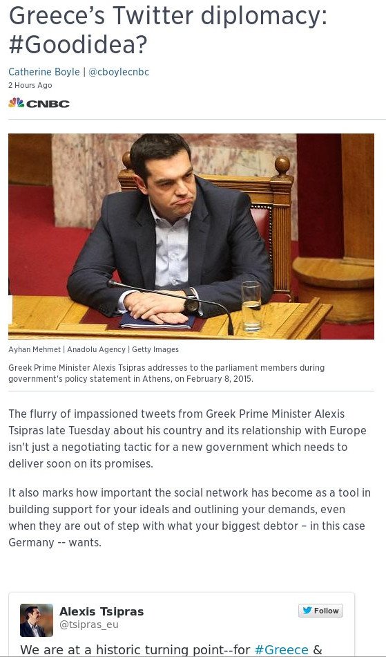 CNBC: Ελληνική διπλωματία μέσω Twitter: #καλήιδέα; [εικόνα] | iefimerida.gr 0
