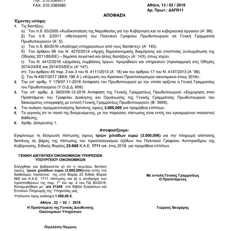 Εγκρίθηκε κονδύλι 3.000 ευρώ για έπιπλα του αντιπροέδρου Γιάννη Δραγασάκη [εικόνα] | iefimerida.gr 0