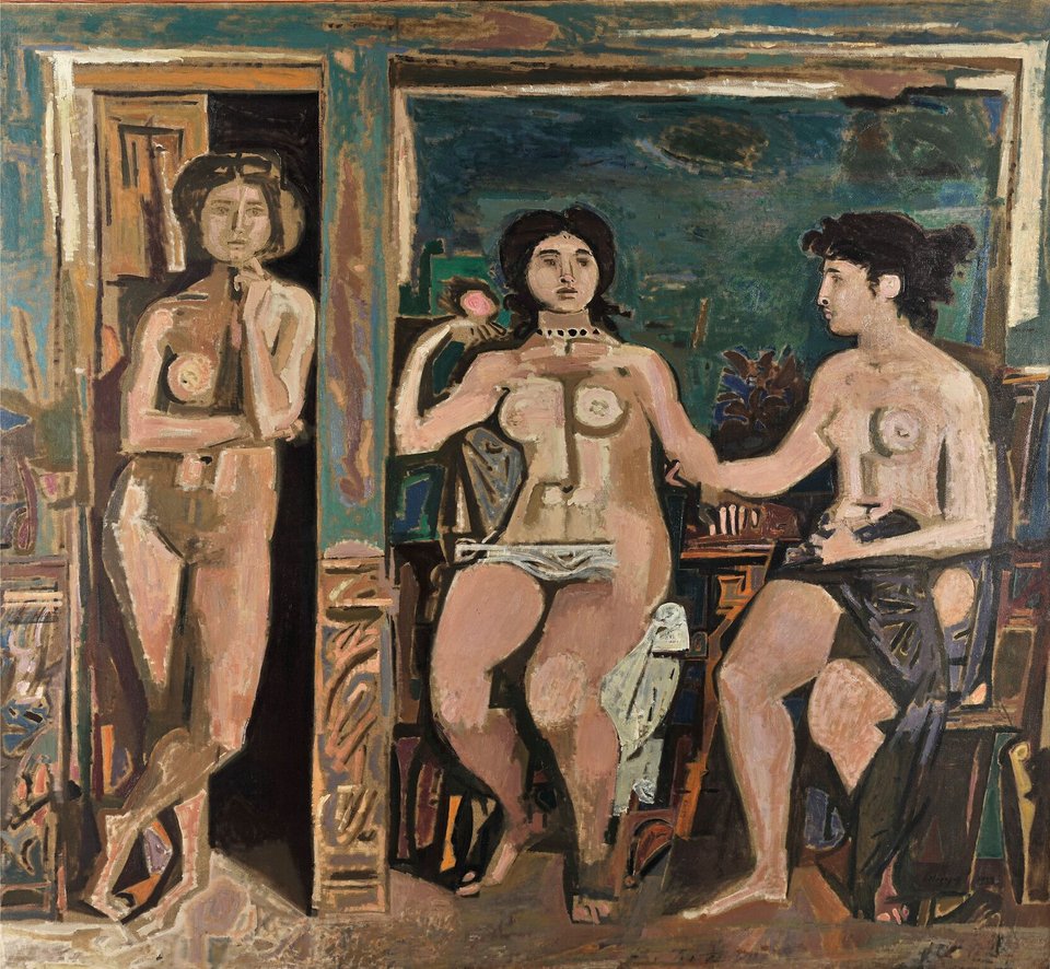 Επιτύμβιο, 1958, Λάδι σε μουσαμά, Εθνική Πινακοθήκη-Μουσείο Αλεξάνδρου Σούτσου Π.2432. ©Εθνική Πινακοθήκη-Μουσείο Αλεξάνδρου Σούτσου, Φωτ. Σταύρος Ψηρούκης