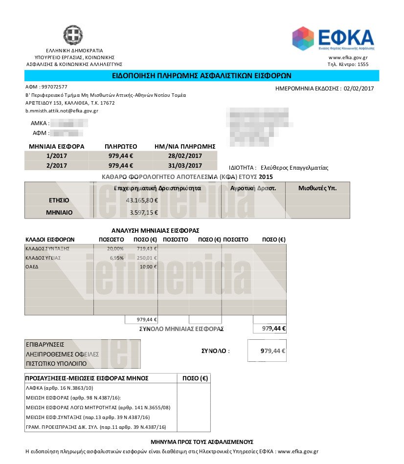 «Εγκεφαλικό» από το ραβασάκι του ΕΦΚΑ: Ασφαλισμένος καλείται να πληρώσει εισφορές 720 ευρώ, από 293 [εικόνες] | iefimerida.gr 1