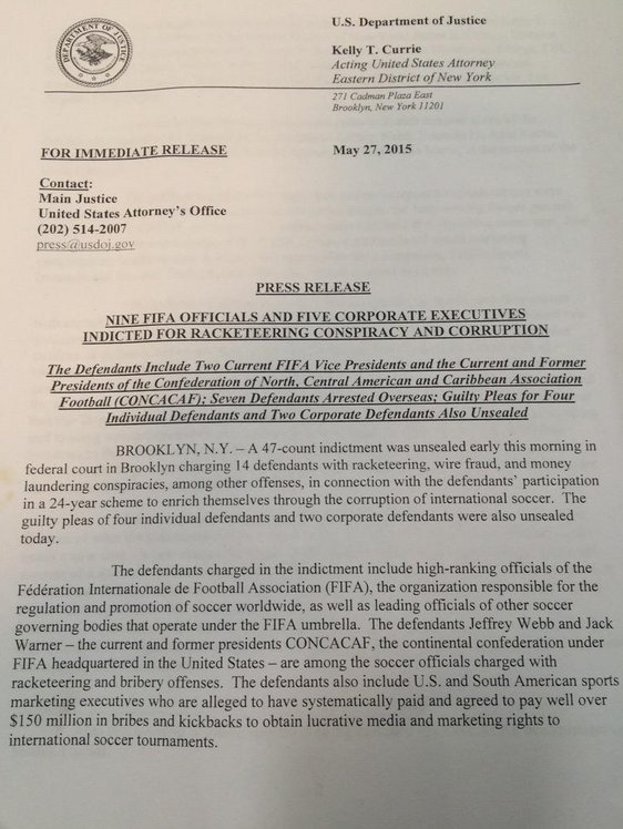 Στη δημοσιότητα το κατηγορητήριο για το σκάνδαλο της FIFA [εικόνες] | iefimerida.gr 0