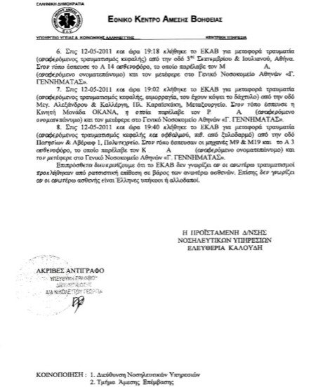 Ντοκουμέντα του ΕΚΑΒ για το πογκρόμ της ΧΑ τον Μάιο του 2011: Σε 183 λεπτά 8 μετανάστες με σπασμένα κεφάλια [εικόνες] | iefimerida.gr 1