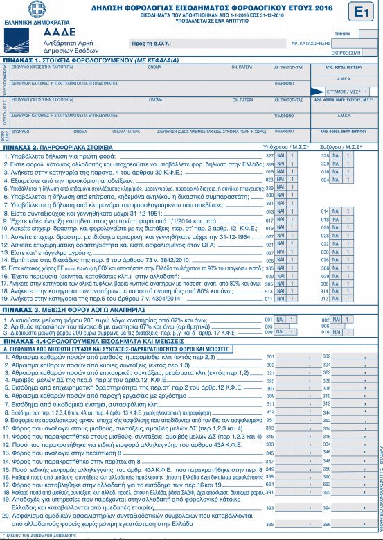 Φορολογικές δηλώσεις: Οι αλλαγές στο Ε1 και στα ανείσπρακτα ενοίκια [έντυπο] | iefimerida.gr 0