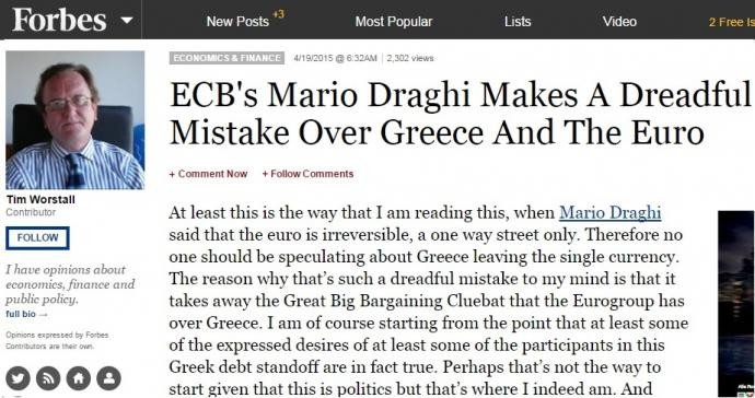 Forbes: Λάθος του Ντράγκι να προεξοφλήσει ότι η Ελλάδα θα μείνει εντός ευρώ | iefimerida.gr 0
