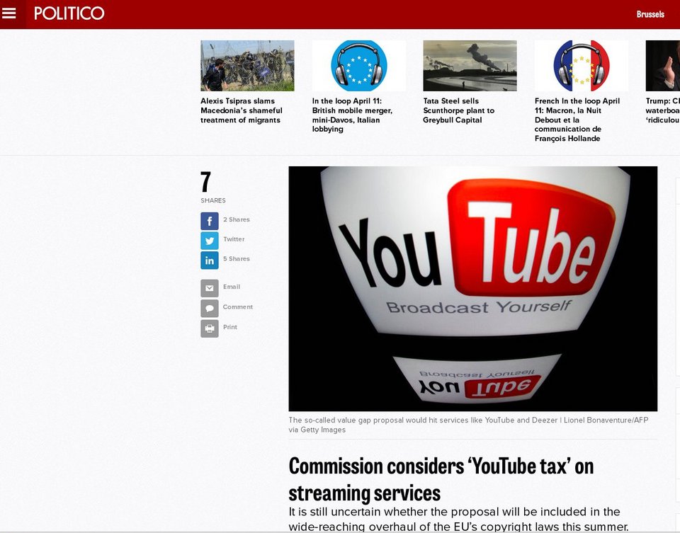 Politico: Η Κομισιόν εξετάζει να φορολογήσει το Youtube | iefimerida.gr 0