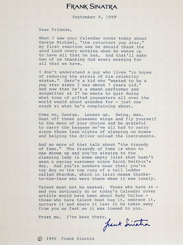 Η συμβουλή του Φρανκ Σινάτρα στον Τζορτζ Μάικλ: Σταμάτα να σπαταλάς το ταλέντο σου [επιστολή] | iefimerida.gr 0