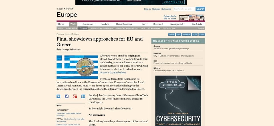 FT: Τα 3 σενάρια για συμβιβασμό Ελλάδας-Ευρώπης - Απομακρύνεται η παράταση, απορρίπτεται η «γέφυρα» | iefimerida.gr 0