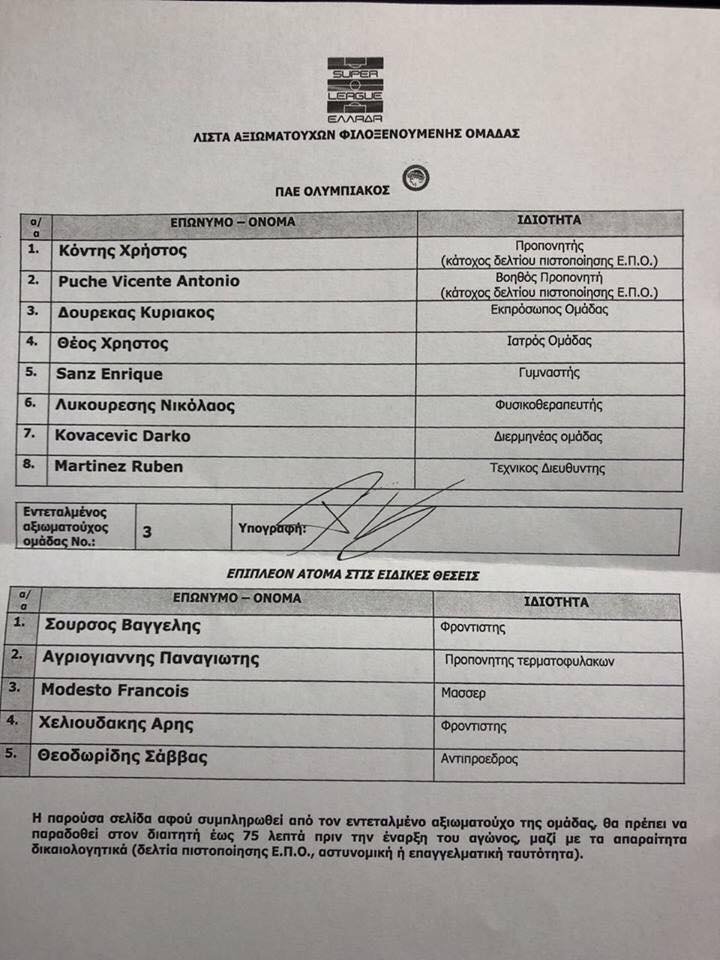 Τι αναφέρει το φύλλο αγώνα του ΠΑΟΚ-Ολυμπιακός -«Μύλος» με τον Γκαρθία, που αρχικά δεν είχε δηλωθεί | iefimerida.gr 0