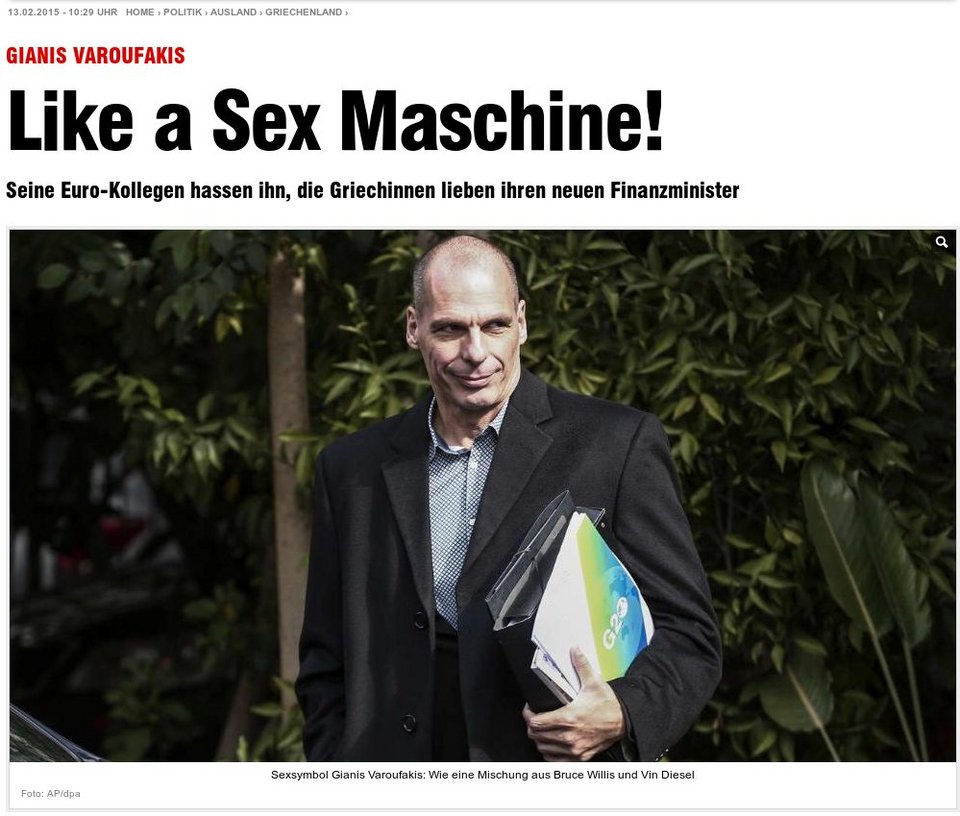 Bild: «Μηχανή του σεξ ο Βαρουφάκης» -Τι λένε Ελληνίδες για το σεξ απίλ του υπουργού [εικόνες] | iefimerida.gr 0