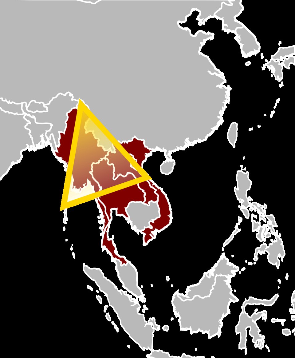 Χάρτης λεγόμενου «Χρυσού Τριγώνου» στα σύνορα Ταϊλάνδης, Λάος και Μιανμάρ (Χάρτης: Wikimedia Commons)