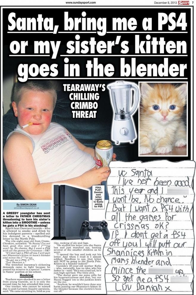 Ο 8χρονος που ποζάρει με τσιγάρο και απειλεί τον Αγιο Βασίλη: «Αν δεν μου φέρεις PS4 θα βάλω τη γάτα στο μπλέντερ» [εικόνες&βίντεο] | iefimerida.gr 1