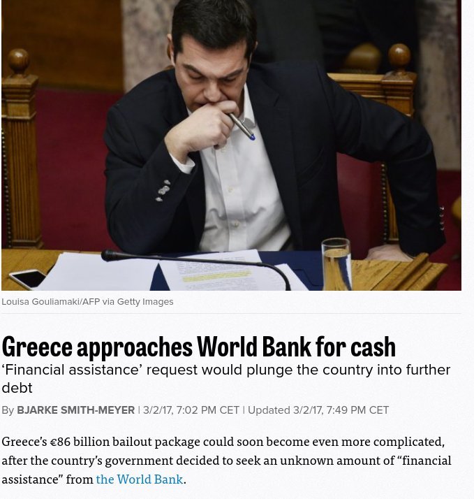 Politico: Η υπερχρεωμένη Ελλάδα ζητά δανεικά και από την Παγκόσμια Τράπεζα | iefimerida.gr 0